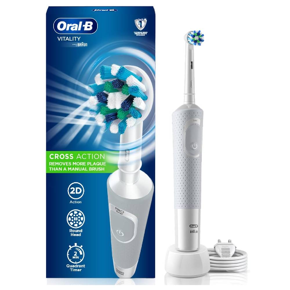 Katta Yoshdagilar Uchun Zaryadlanuvchi Elektr Tish Cho‘tkasi! Oral-B Vitality 100 Oq