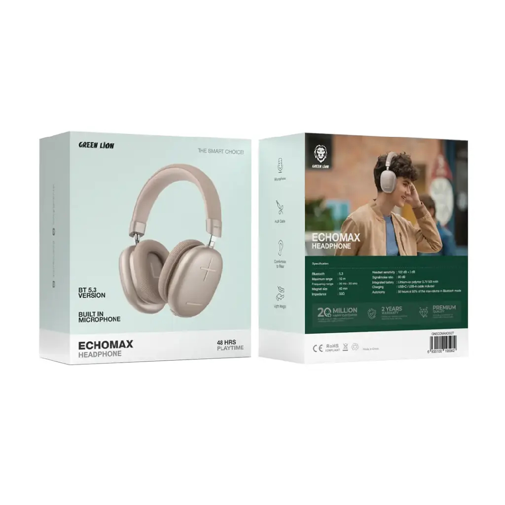 Quloqchin Green Lion Wireless Echo Max, Qaymoq rang Inglizcha: (GNECOMAXOGDTI)