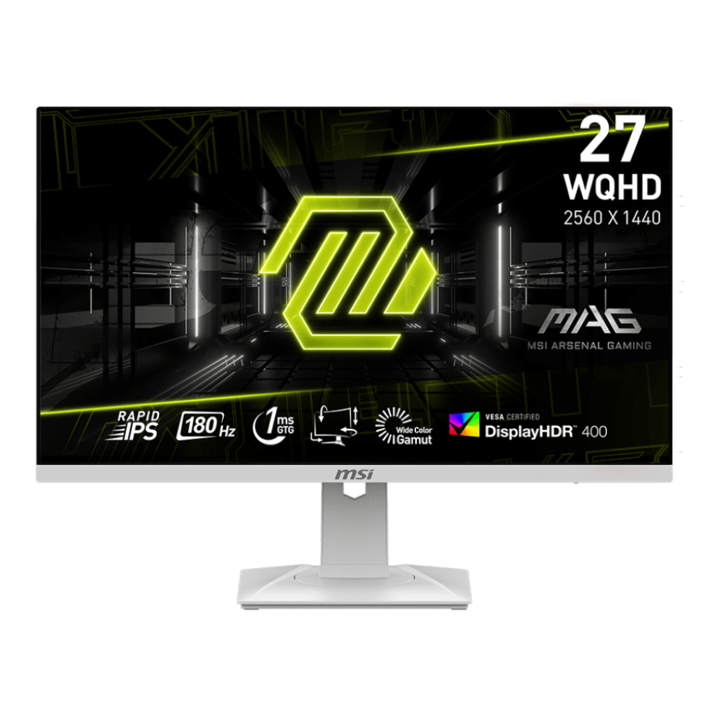 Monitor MSI MAG 274QRFW Gaming Monitor, WQHD (2560x1440) IPS, 1mc, 180hz, Ajustable Stand HDMI+DP