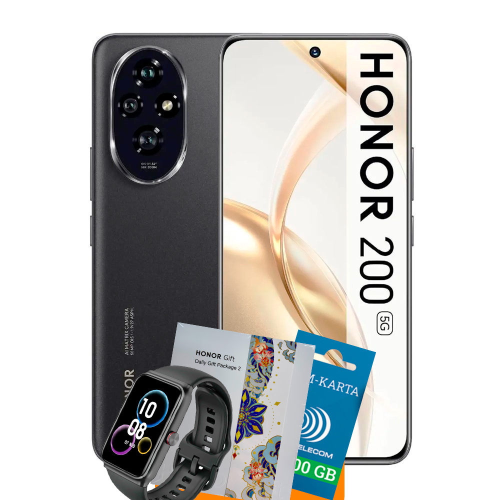 Honor 200 12/512GB (Black) + Gift Box + Honor Choice Band + 100GB Internet