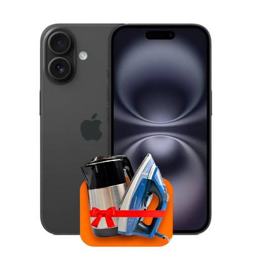 Apple iPhone 16 128ГБ (Чёрный) + (Утюг или электрочайник) + 100 ГБ интернета + 3 месяца ТV-COM в подарок!