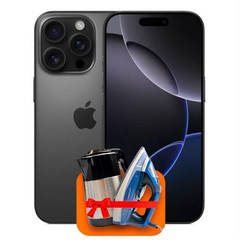 Apple iPhone 16 Pro 512ГБ (Чёрный Titanium) + (Утюг или электрочайник) + 100 ГБ интернета + 3 месяца ТV-COM в подарок!