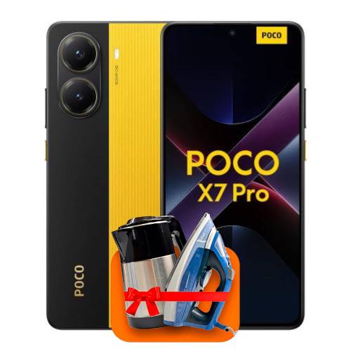 Xiaomi Poco X7 Pro 12/256 ГБ Global Version (Black/Yellow) + (Утюг или электрочайник) + 100 ГБ интернета + 3 месяца ТV-COM в подарок!